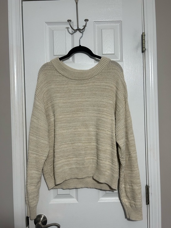 Universal Thread Cream Ribbed Crewneck Sweater - Picture 3 of 3